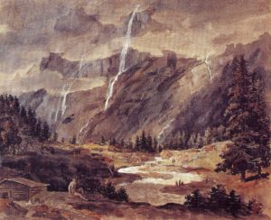 Der Lauterbrunnental - Zeichnung von J. A. Koch