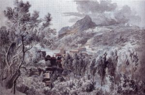 Vietri am Golf von Salerno, 1795, Aquarell und Deckfarben über Bleistift, Wien, Akademie der bildenden Künste