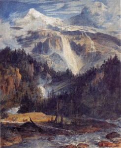 Der Schmadribachfall, 1793/94,  Aquarell über Bleistift, Feder in Braun, weiß gehöht, Basel, Kunstmuseum, Kupferstichkabinet